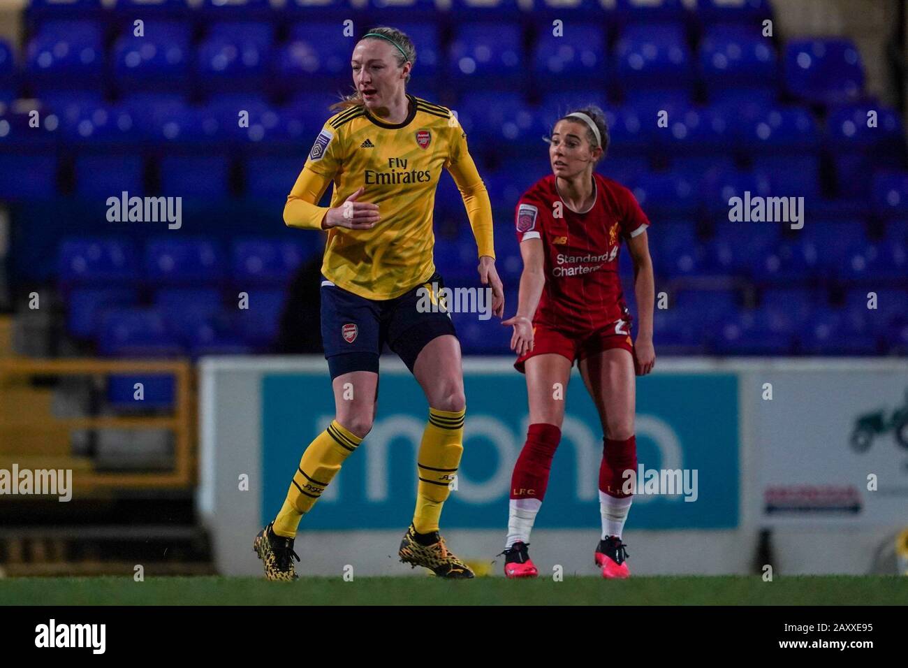 CHESTER. ENGLAND. FEB 13th: Louise Quinn of Arsenal in action  during the Women’s Super League game between Liverpool Women and Arsenal Women at The Deva Stadium in Chester, England. (Photo by Daniela Porcelli/SPP) Stock Photo