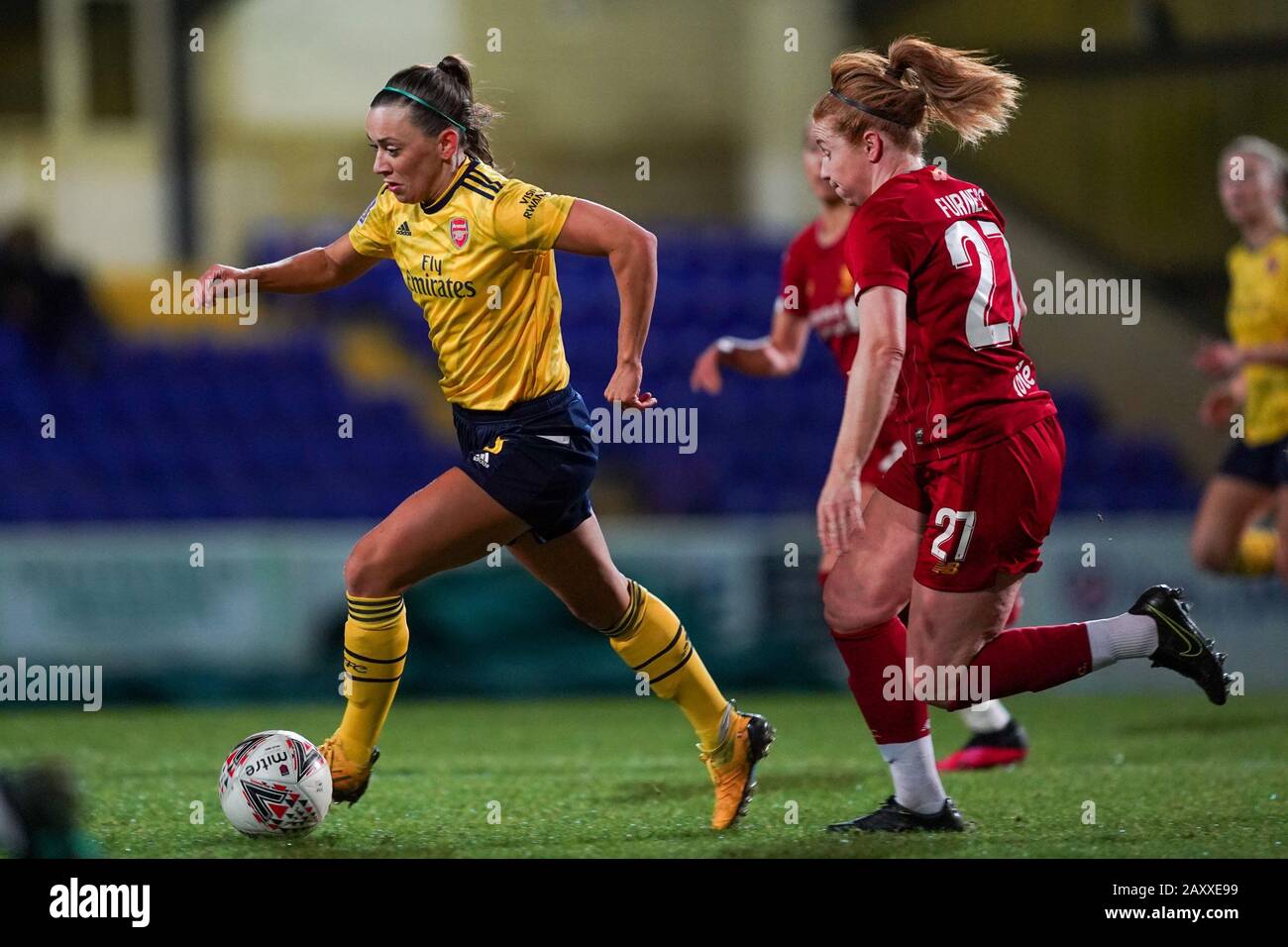 CHESTER. ENGLAND. FEB 13th: Katie McCabe of Arsenal in attack during the Women’s Super League game between Liverpool Women and Arsenal Women at The Deva Stadium in Chester, England. (Photo by Daniela Porcelli/SPP) Stock Photo