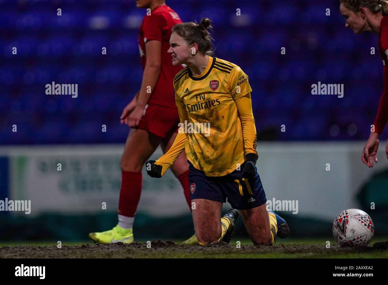 CHESTER. ENGLAND. FEB 13th: Vivianne Miedema of Arsenal celebrates the winning goal  during the Women’s Super League game between Liverpool Women and Arsenal Women at The Deva Stadium in Chester, England. (Photo by Daniela Porcelli/SPP) Stock Photo