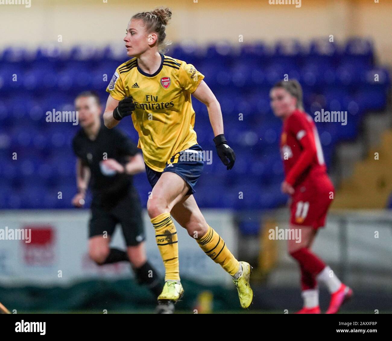 CHESTER. ENGLAND. FEB 13th: Leonie Maier of Arsenal in action  during the Women’s Super League game between Liverpool Women and Arsenal Women at The Deva Stadium in Chester, England. (Photo by Daniela Porcelli/SPP) Stock Photo