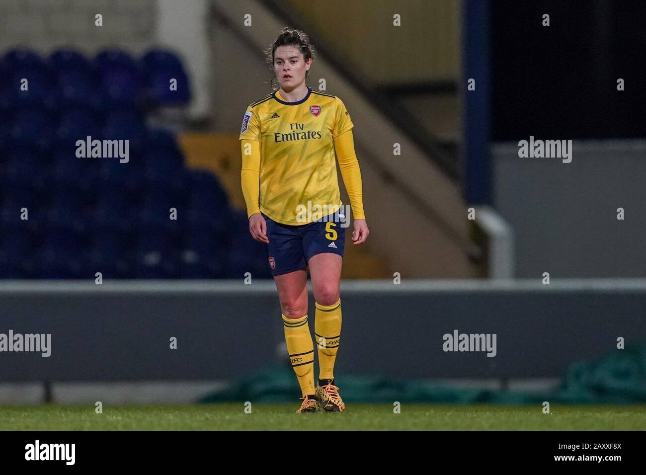 CHESTER. ENGLAND. FEB 13th: Jennifer Beattie of Arsenal back in action  during the Women’s Super League game between Liverpool Women and Arsenal Women at The Deva Stadium in Chester, England. (Photo by Daniela Porcelli/SPP) Stock Photo