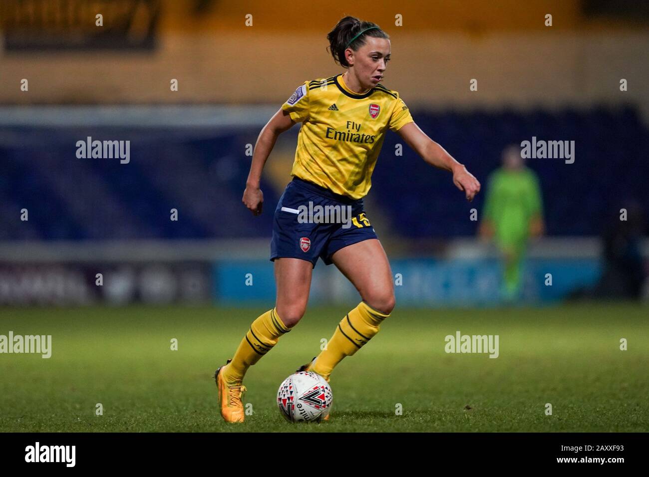 CHESTER. ENGLAND. FEB 13th: Katie McCabe of Arsenal in action  during the Women’s Super League game between Liverpool Women and Arsenal Women at The Deva Stadium in Chester, England. (Photo by Daniela Porcelli/SPP) Stock Photo