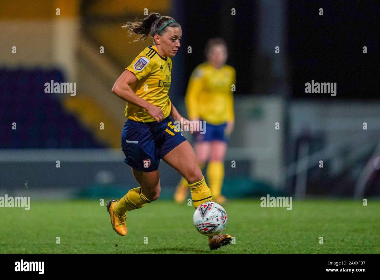 CHESTER. ENGLAND. FEB 13th: Katie McCabe of Arsenal on the ball  during the Women’s Super League game between Liverpool Women and Arsenal Women at The Deva Stadium in Chester, England. (Photo by Daniela Porcelli/SPP) Stock Photo