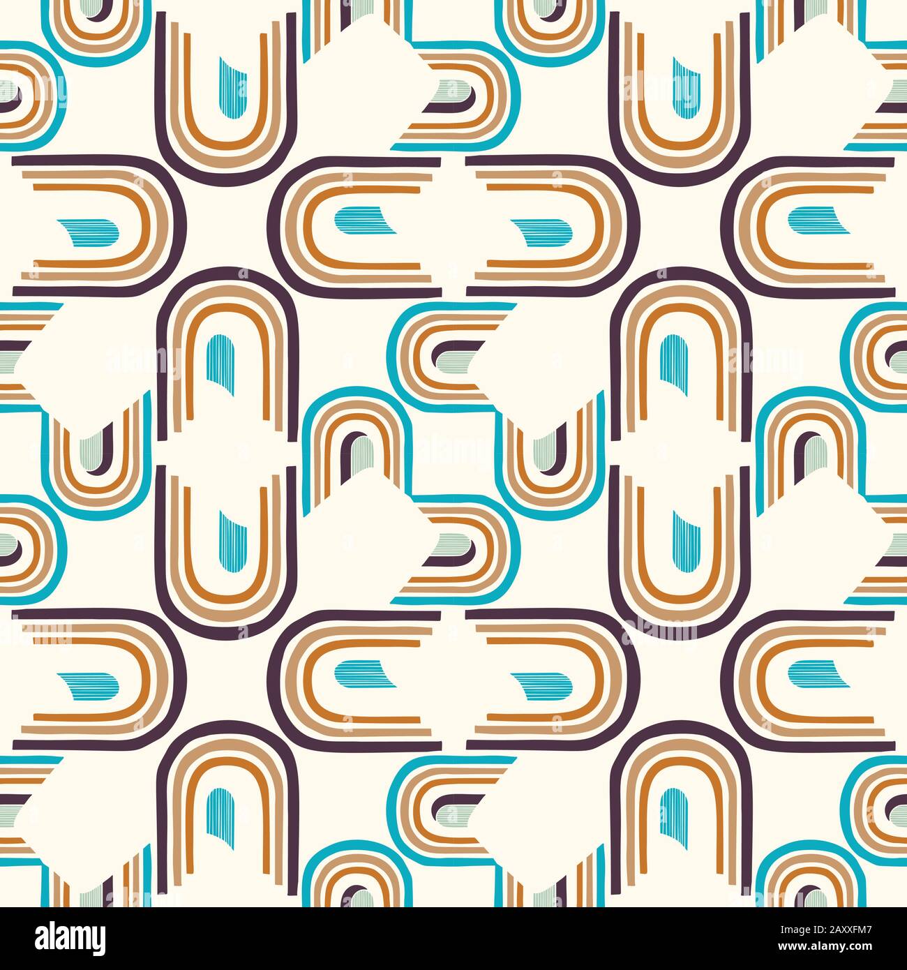 Mid Century Modern Vintage Pattern Background. Architectural Archway
