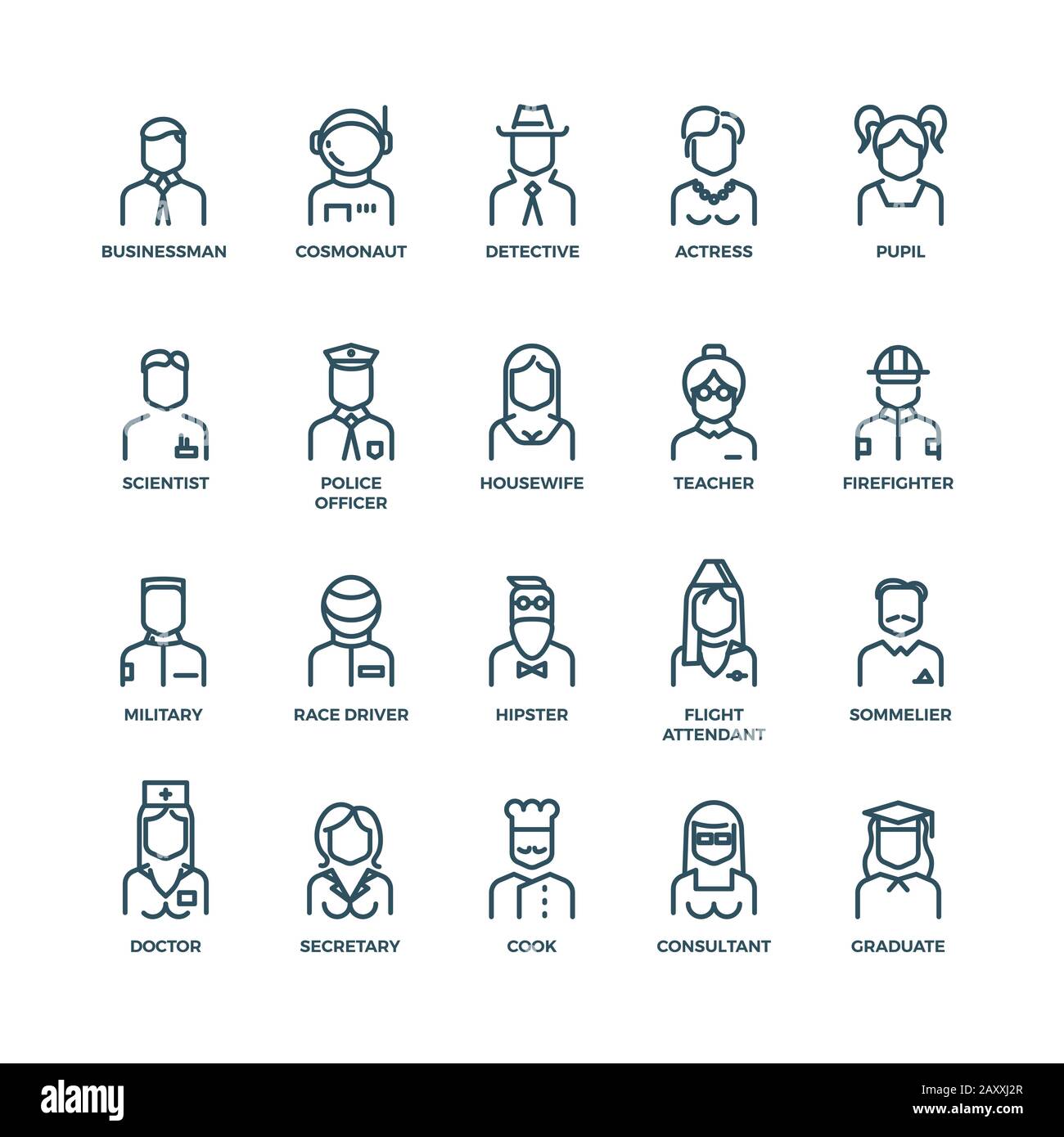 People avatars, characters staff, professions. Career people, manager profession, people profession, icon character professions. Vector illustration l Stock Vector