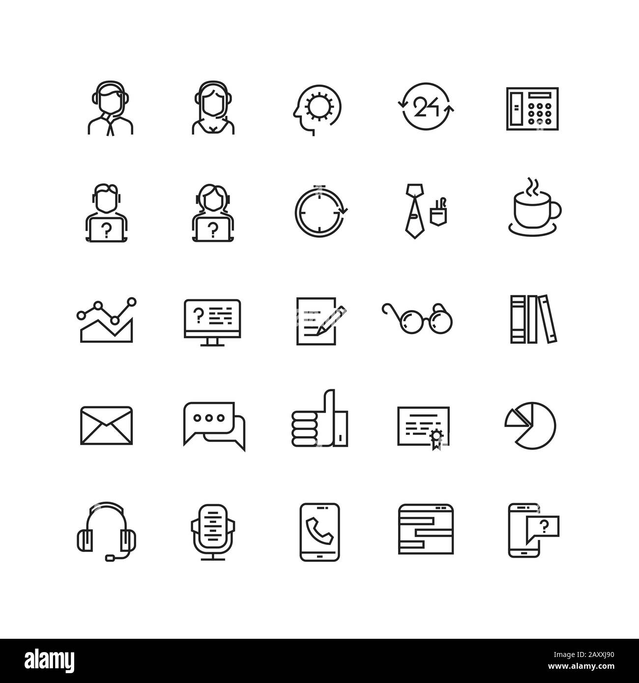 Support service, telemarketing, contact us vector line icons. Support contact, support icon, support help illustration Stock Vector