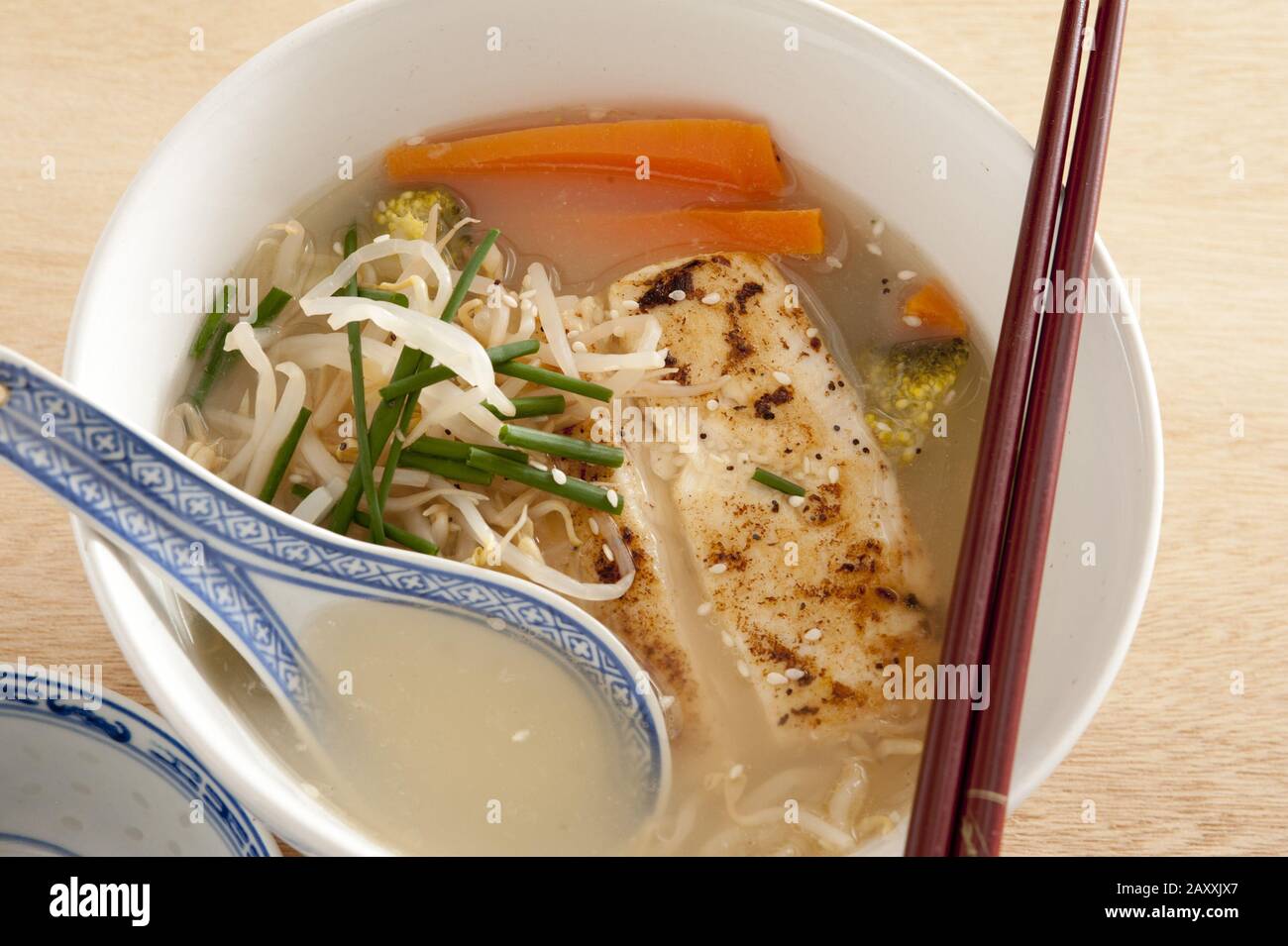 asian style thai fish noodle soup Stock Photo Alamy