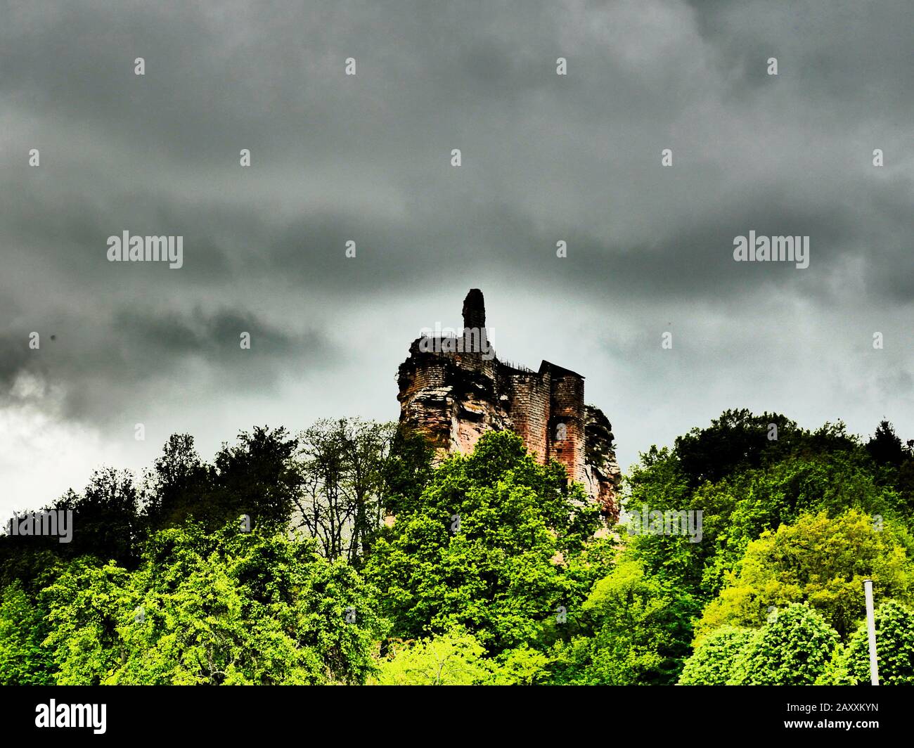 ruin of castle fleckenstein in alsace france Stock Photo