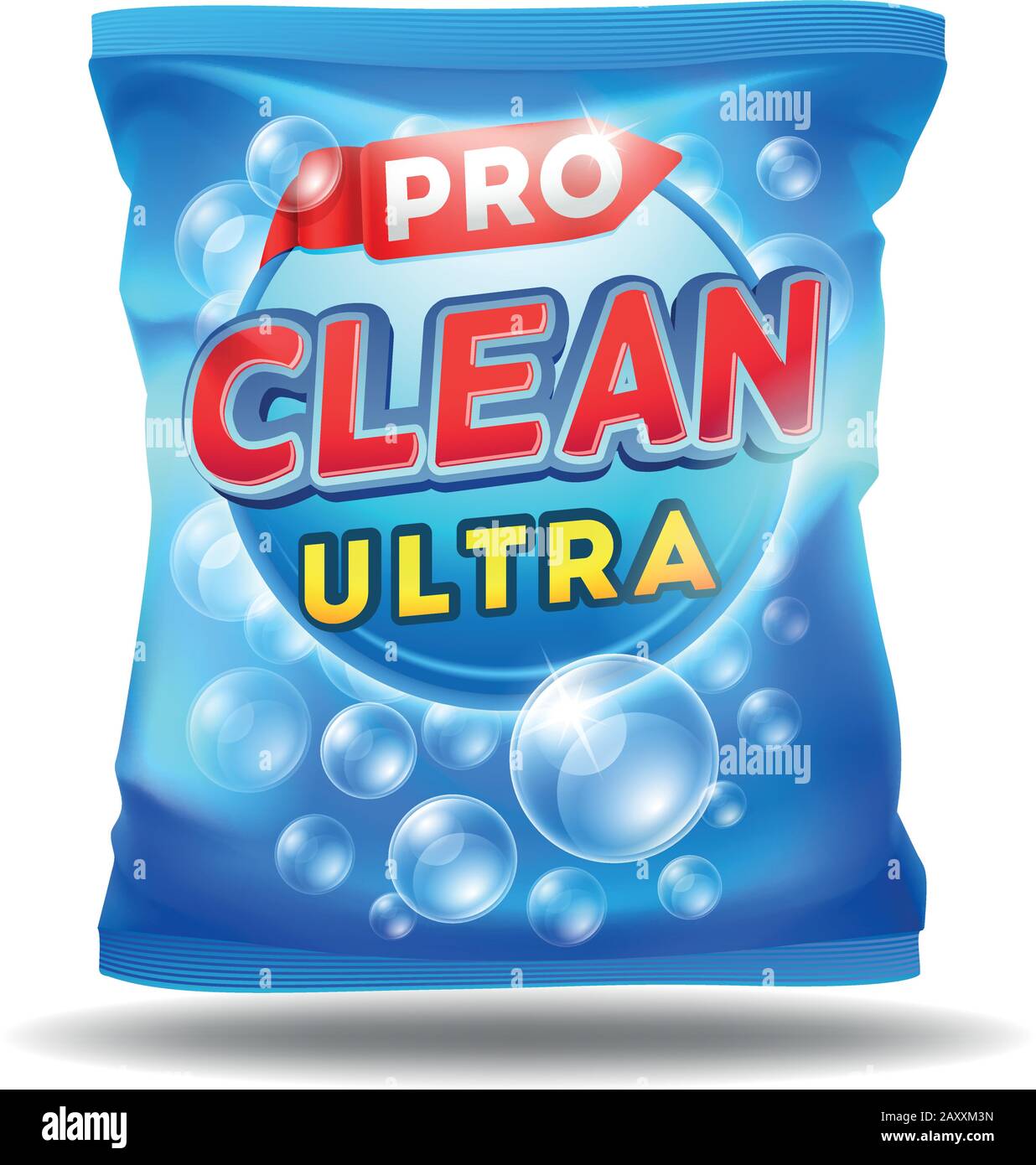 Detergent design template. Vector design of detergent on foil bag package template Stock Vector