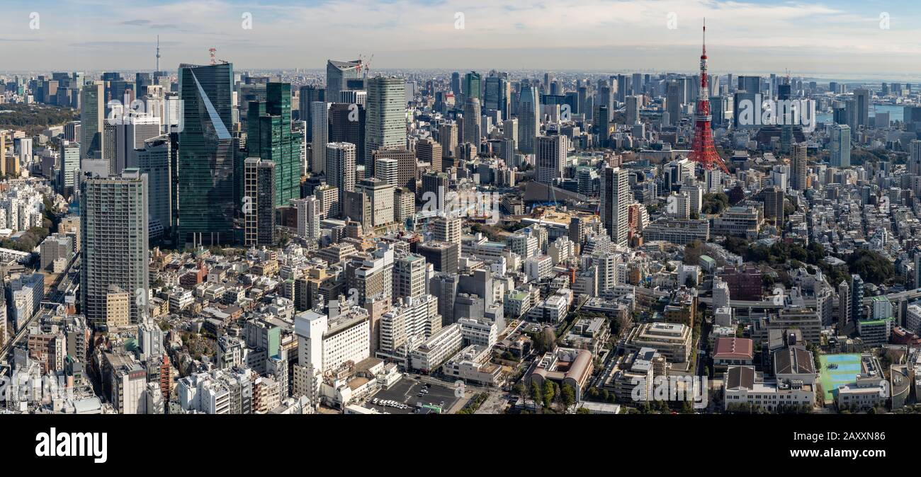 A panoramic view of Tokyo from Roppongi Hills Mori Tower in Japan. Stock Photo