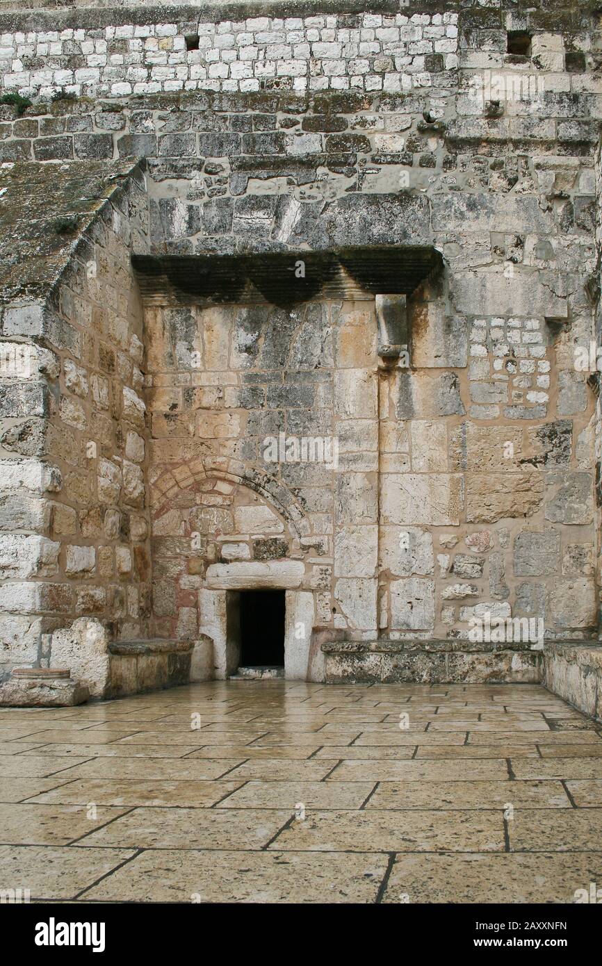 The Main Entrance To The Basilica Of The Nativity. Bethlehem Stock ...