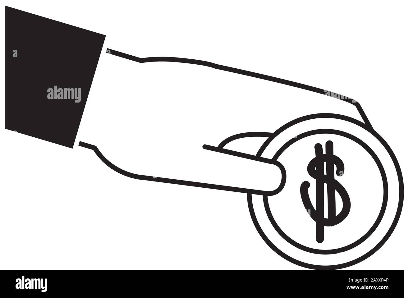 hand pushing coin cash money business financial line style icon vector ...