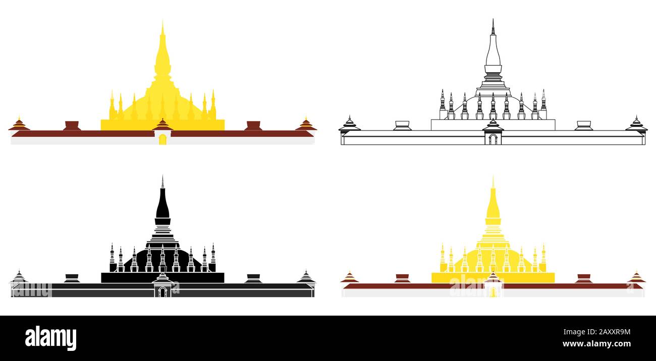 Phra That Luang temple in front view Stock Vector