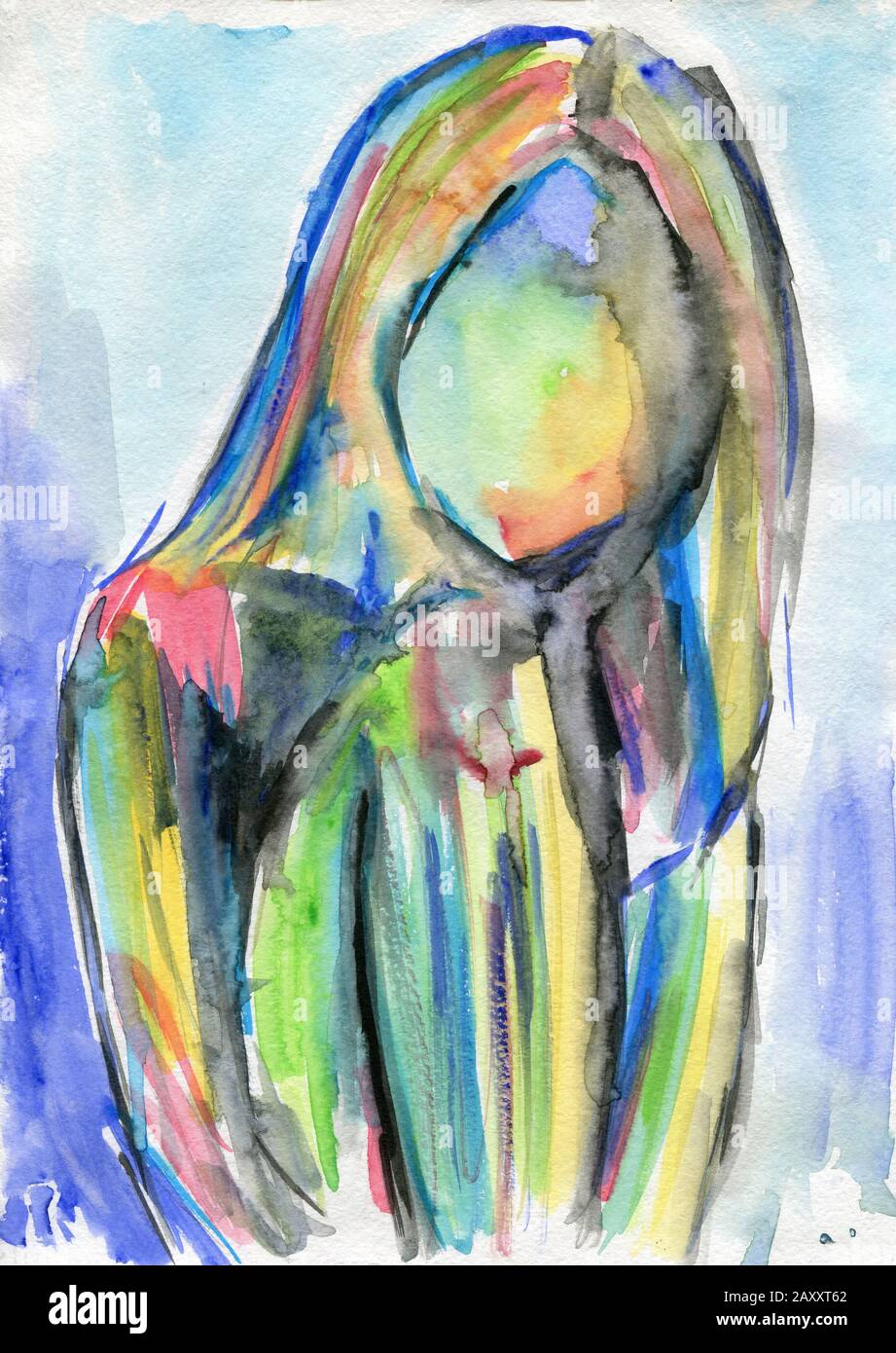 watercolor painting portrait abstract