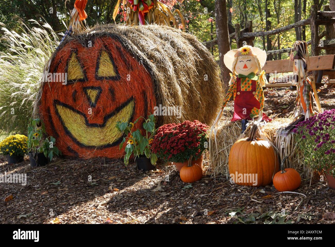 Fall display at fall festival in Hiawassee, Georgia, USA Stock Photo