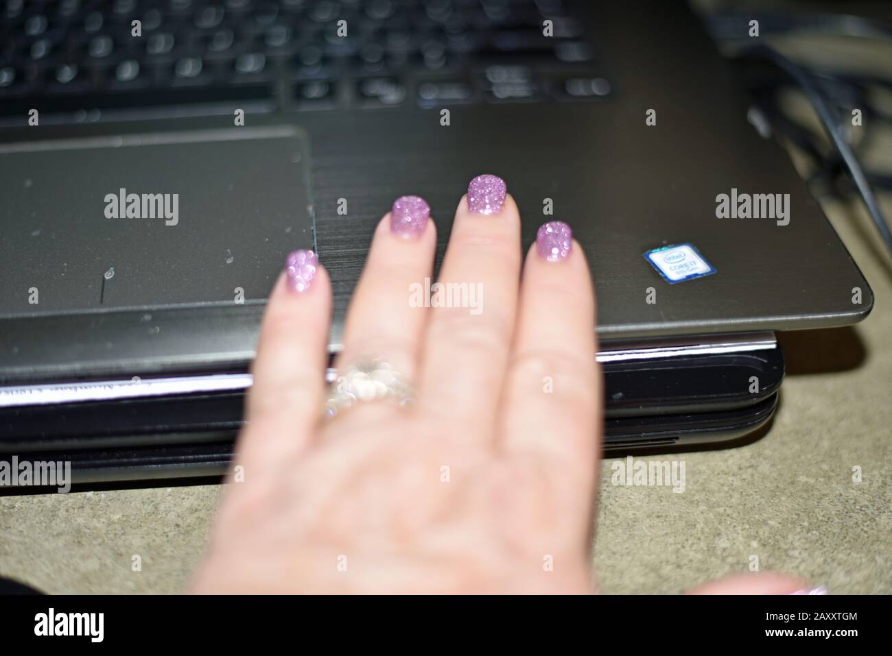 Hand on Keyboard Stock Photo