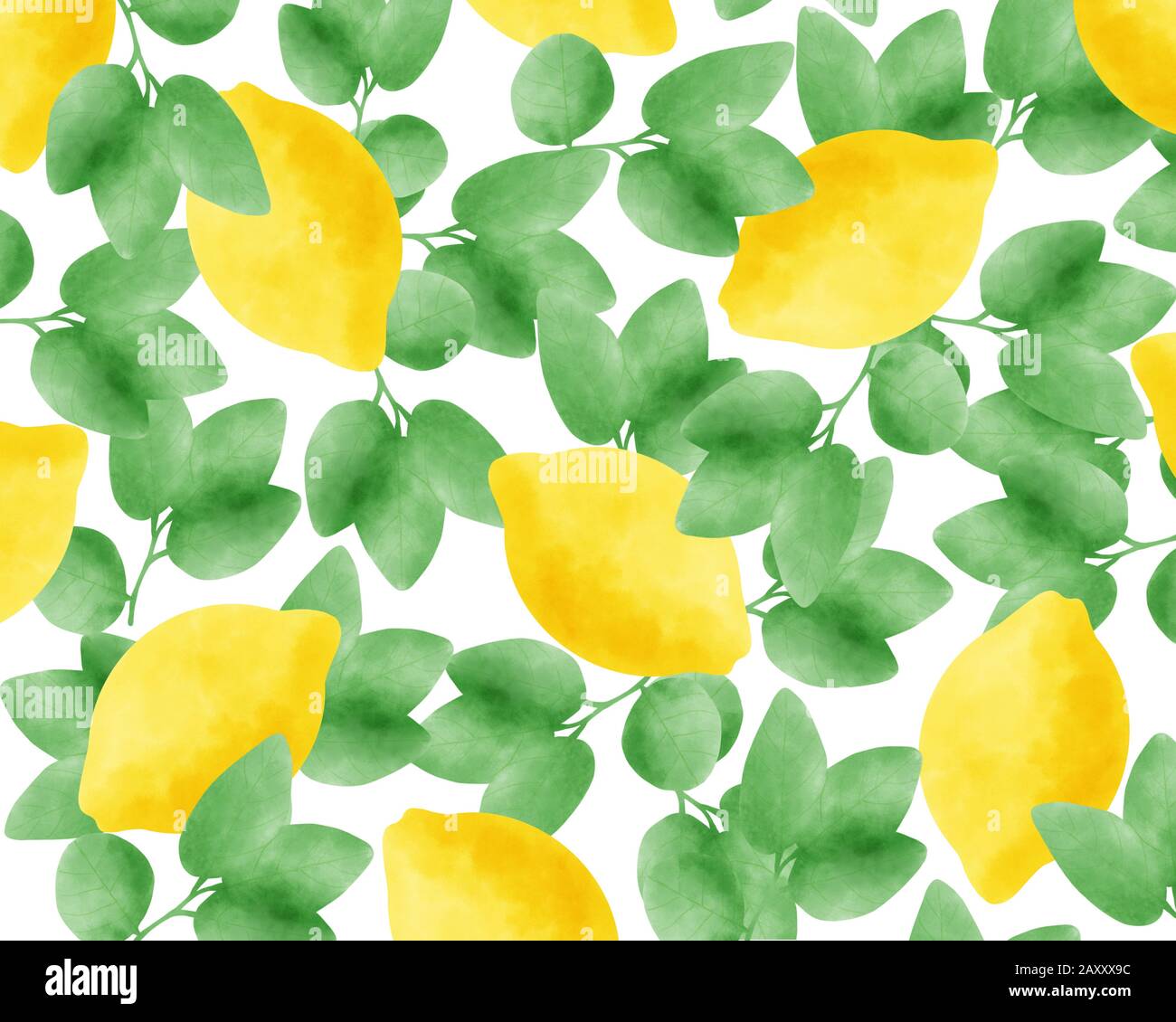 Watercolor lemons seamless pattern Stock Photo - Alamy