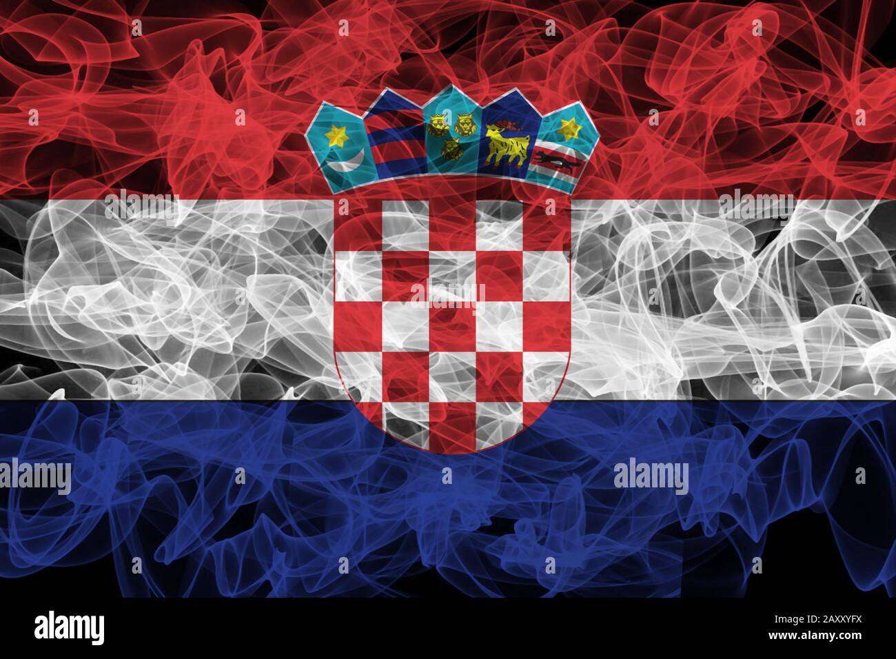 Croatia Smoke Flag On Black Background Croatia Flag Stock Photo Alamy
