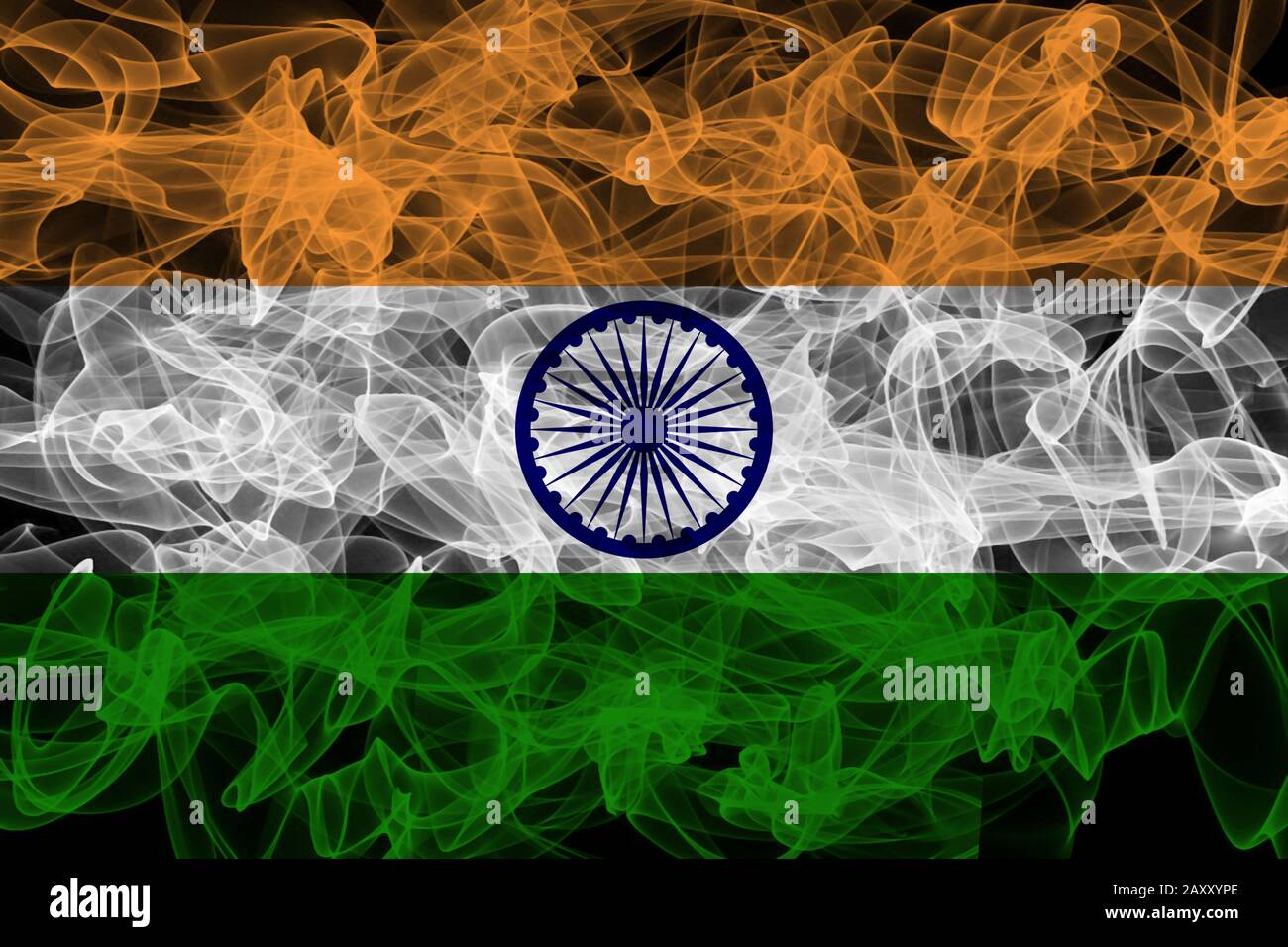 India Smoke Flag on Black Background, India flag Stock Photo - Alamy