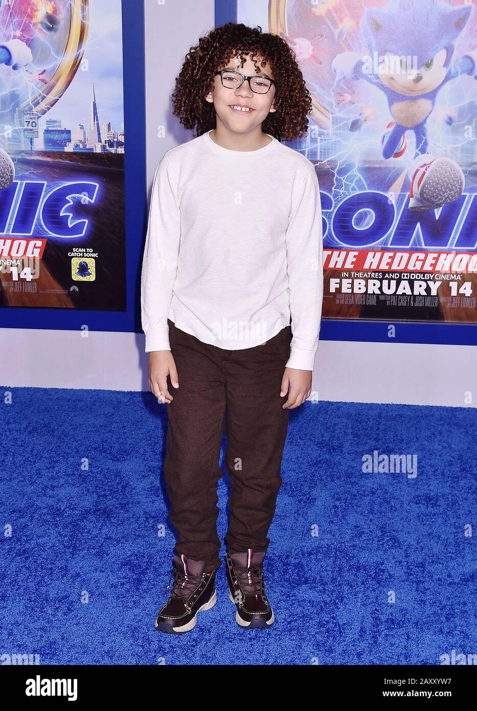 WESTWOOD, CA - FEBRUARY 12:  Ethan William Childress attends the LA special screening of Paramount's 'Sonic The Hedgehog' at Regency Village Theatre on February 12, 2020 in Westwood, California. Stock Photo