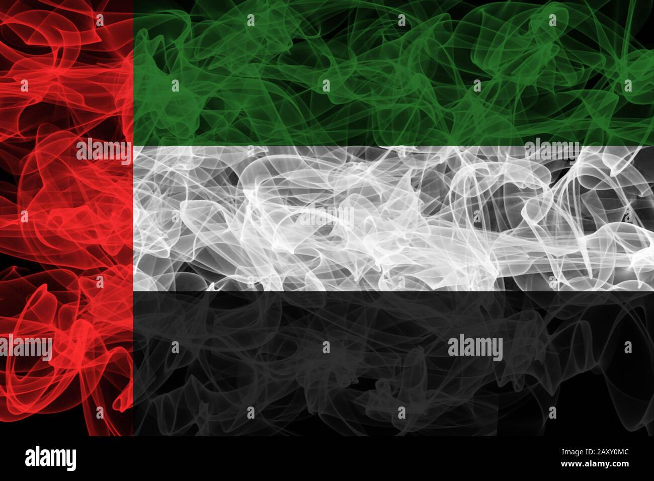 UAE Smoke Flag on Black Background, UAE flag Stock Photo Alamy