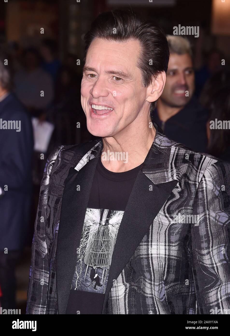 WESTWOOD, CA - FEBRUARY 12: Jim Carrey attends the LA special screening of Paramount's 'Sonic The Hedgehog' at Regency Village Theatre on February 12, 2020 in Westwood, California. Stock Photo