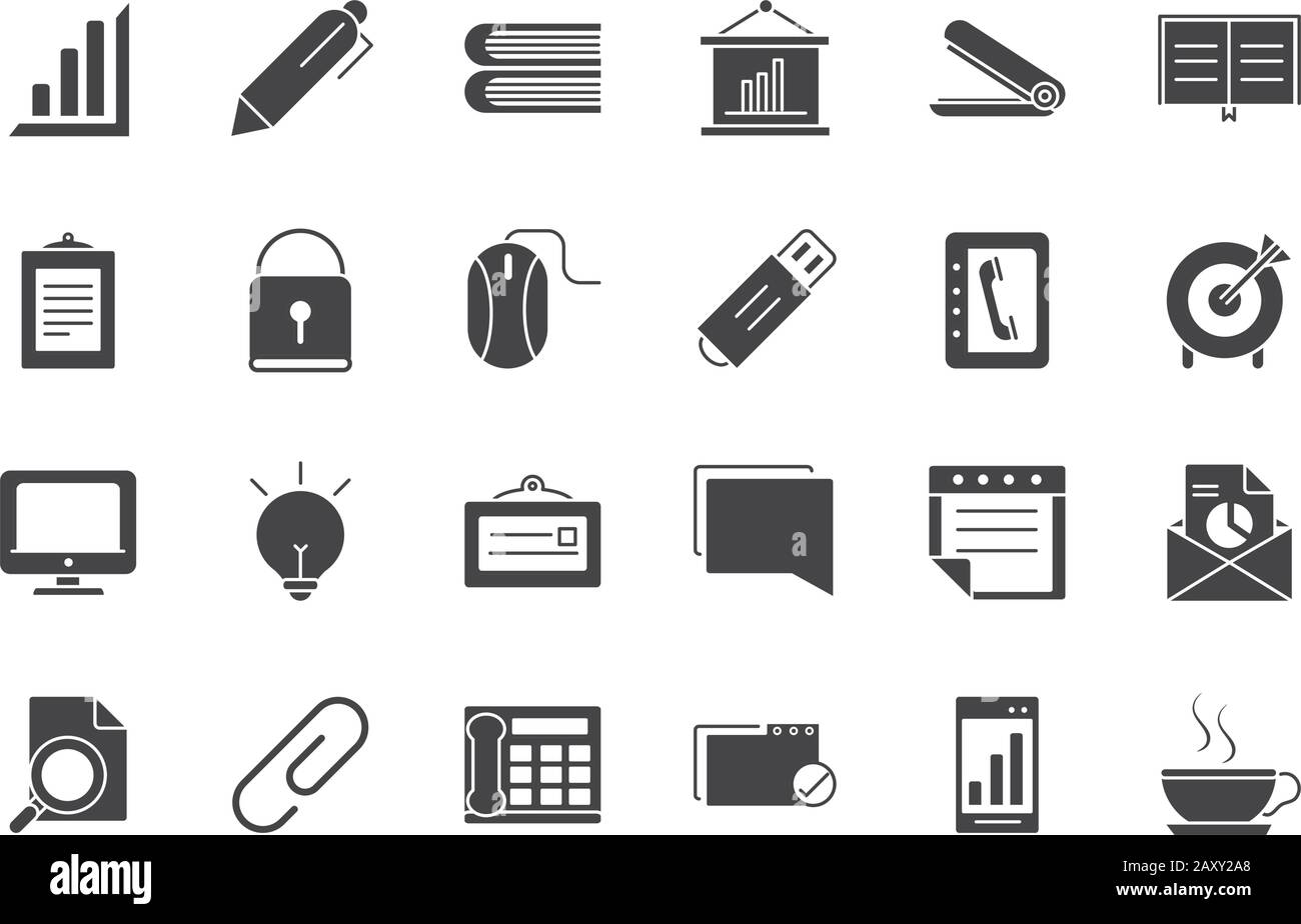 office supply equipment stationery icon set vector illustration ...