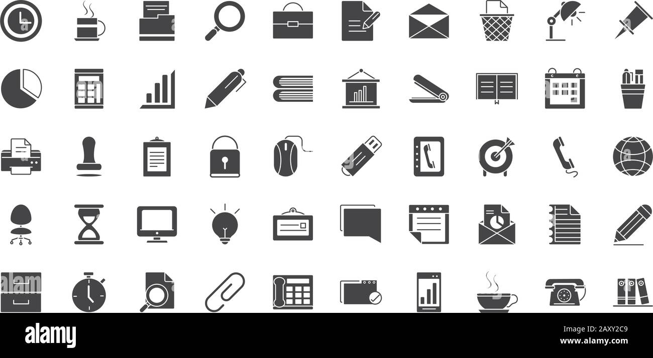 office supply equipment stationery icon set vector illustration ...
