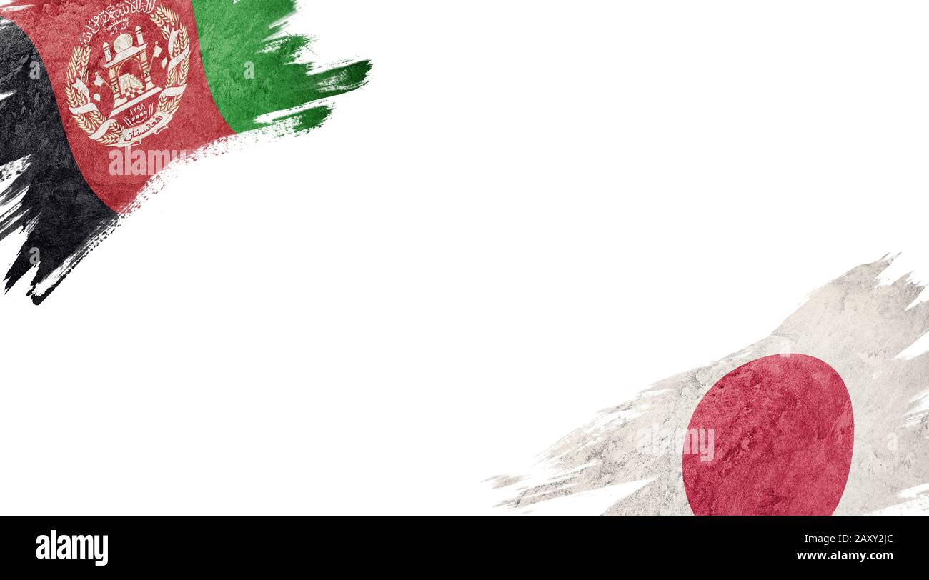 Flags of Afghanistan and Japan on white background Stock Photo - Alamy