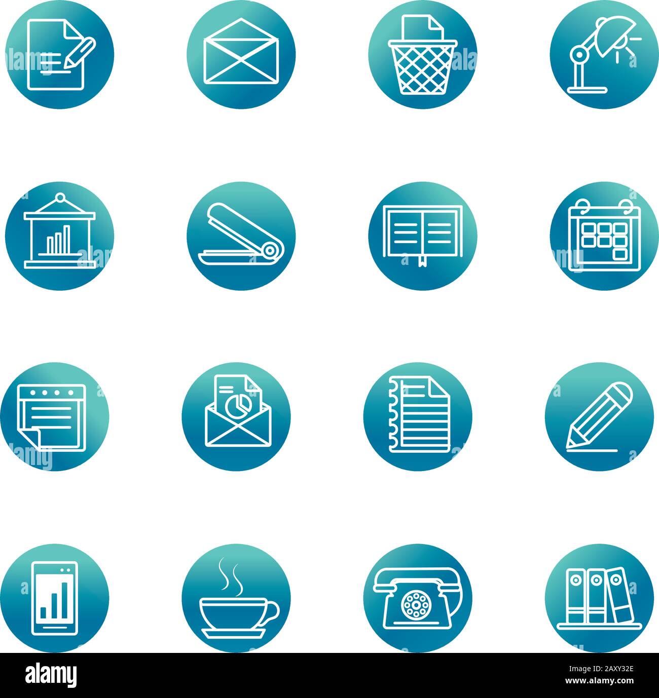 office supply equipment stationery icon set vector illustration block ...