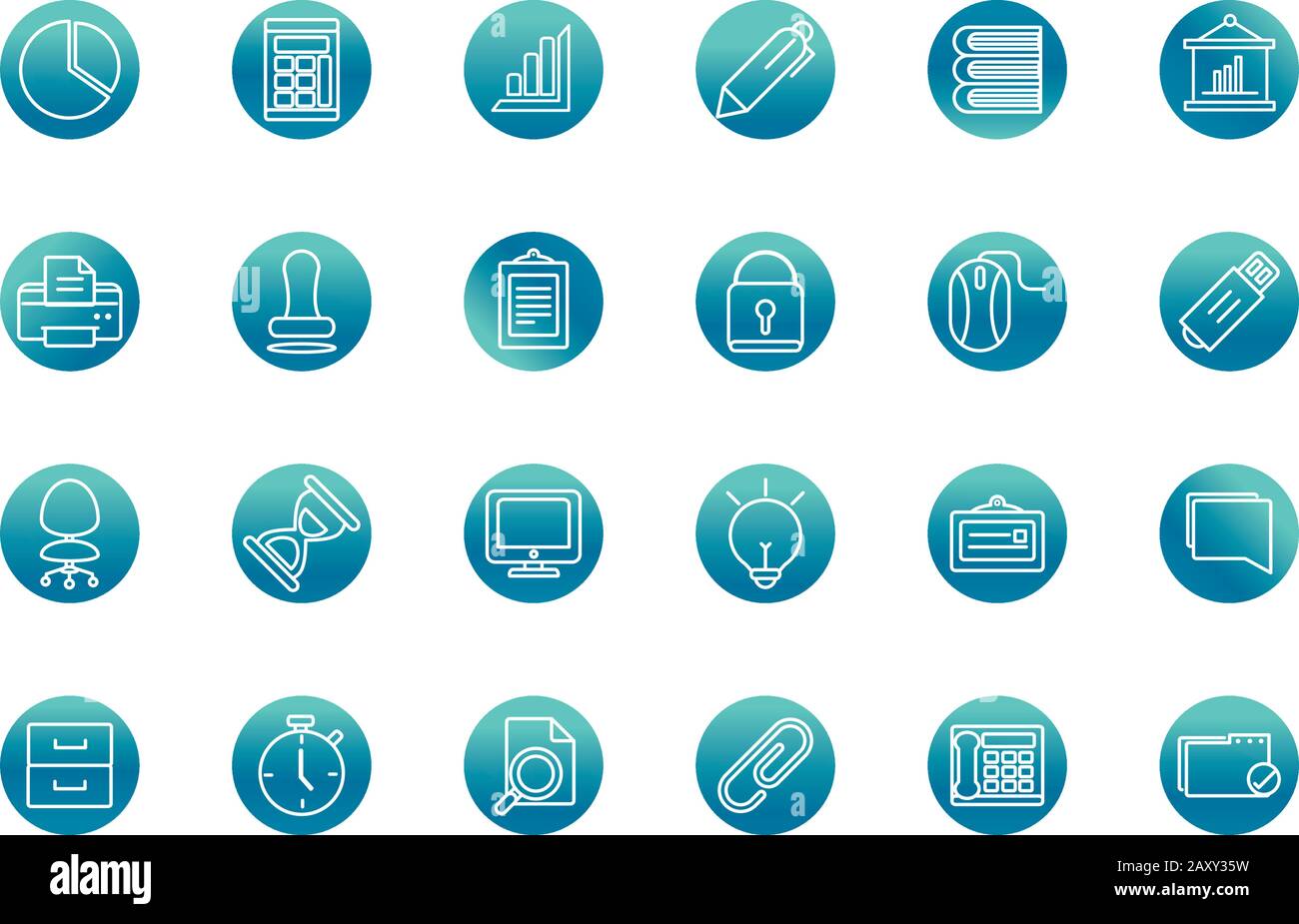 office supply equipment stationery icon set vector illustration block ...