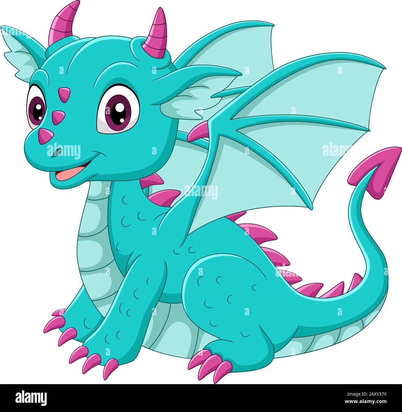 Cartoon baby blue dragon sitting Stock Vector Image & Art - Alamy