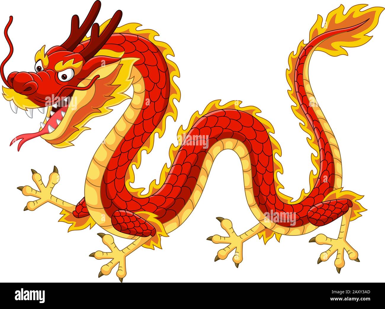 Cartoon red chinese dragon flying Stock Vector Image & Art - Alamy