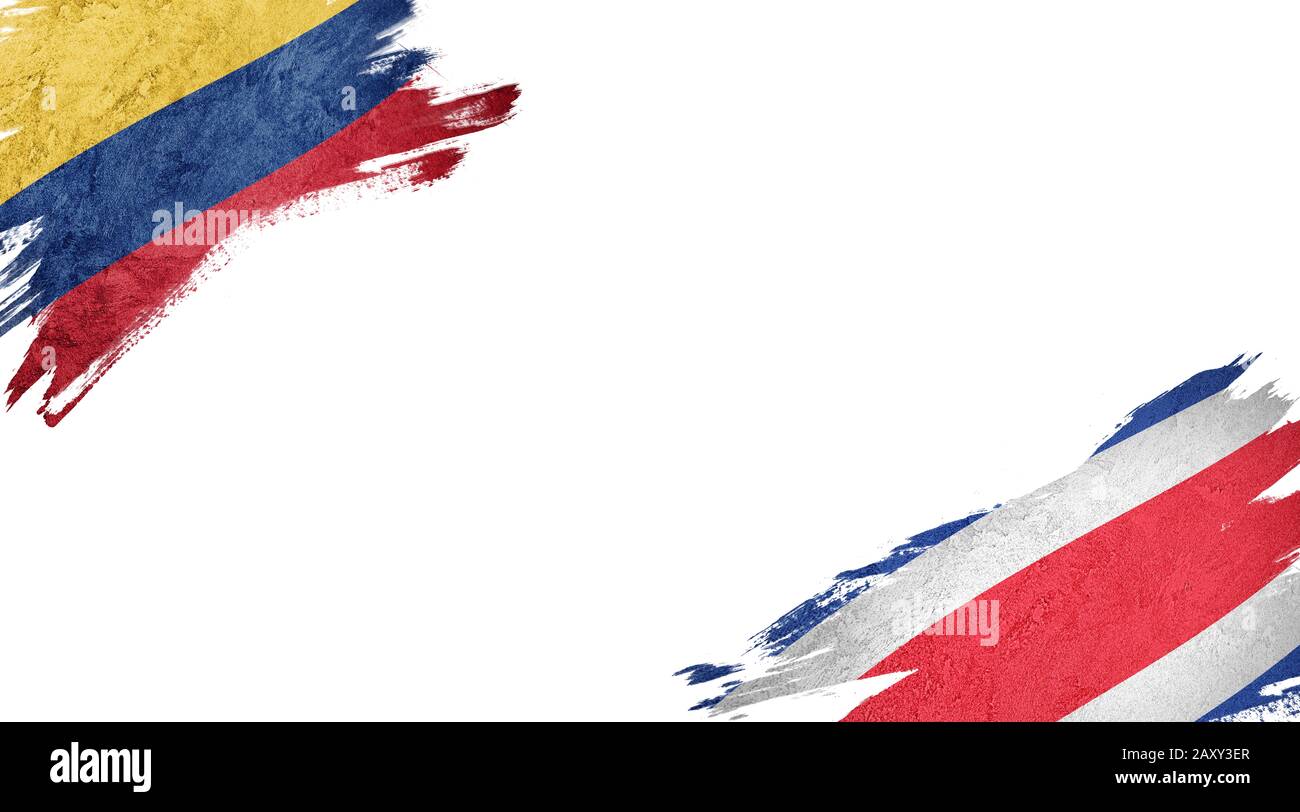 Flags of Colombia and Costa Rica on white background Stock Photo Alamy