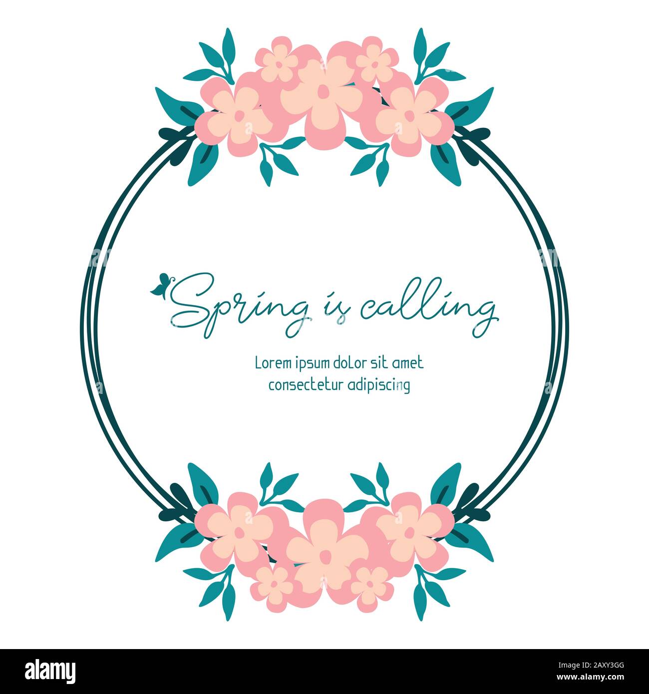 Elegant pattern of leaf and floral frame, for spring calling poster ...