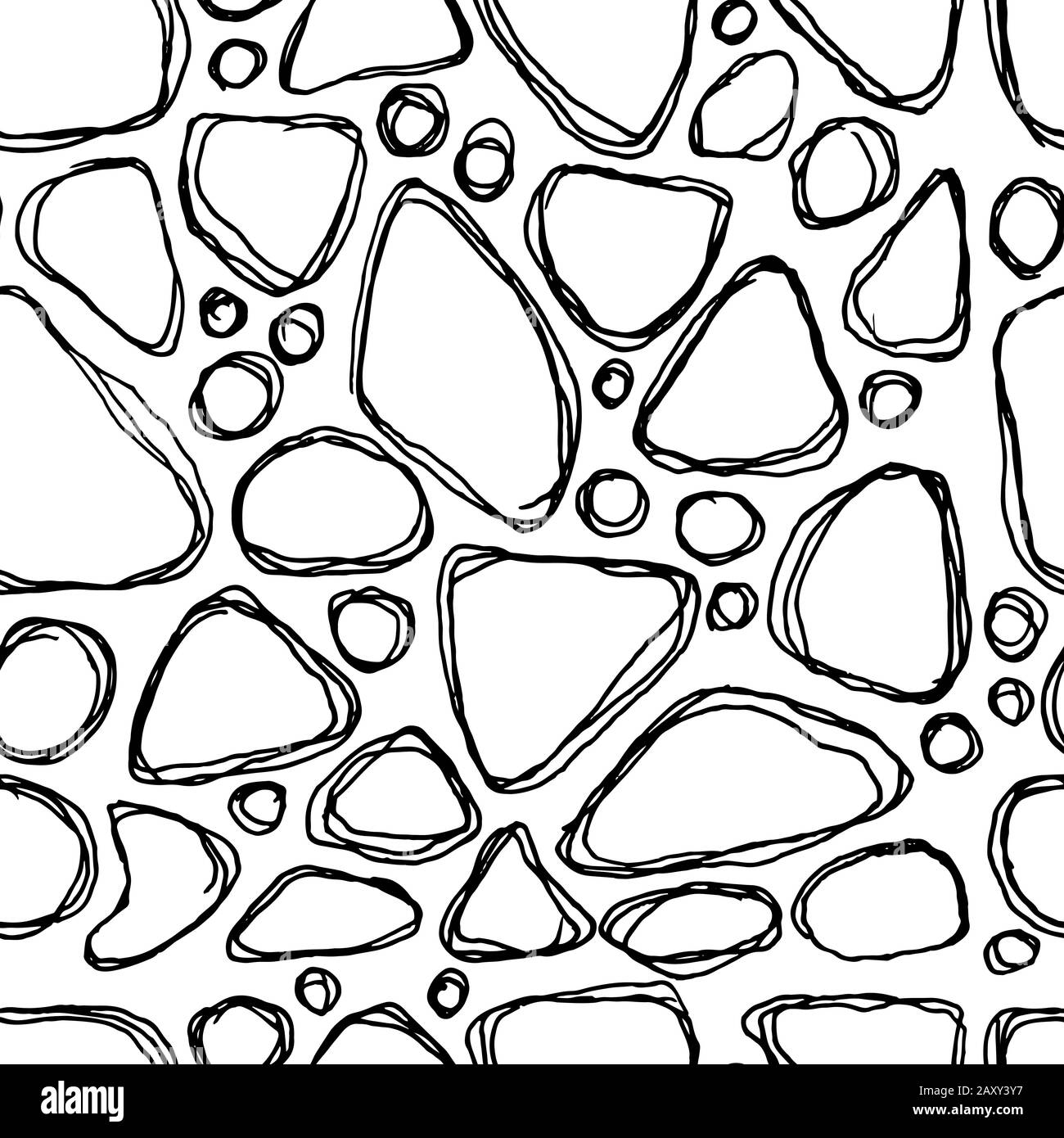 Doodle seamless black and white pattern. Vector illustration Stock