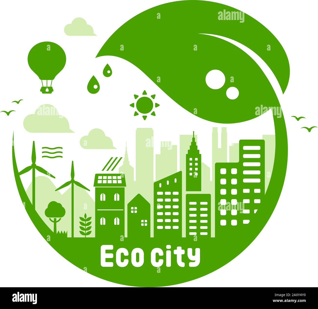 Green eco city vector illustration ( ecology concept , nature ...