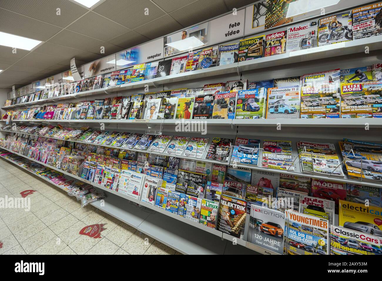 Shelf with magazines, supermarket, Germany Stock Photo Alamy