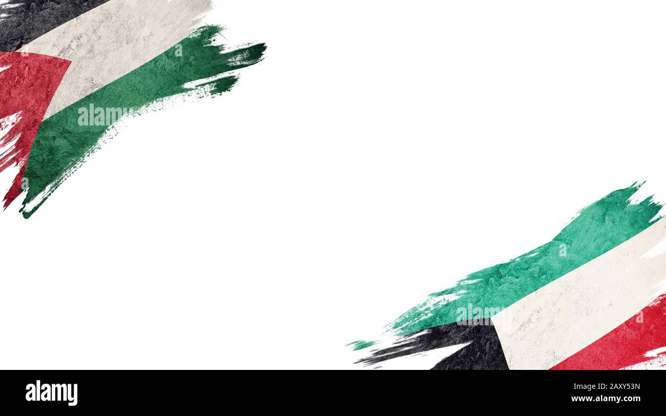 Flags of Palestine and Kuwait on white background Stock Photo Alamy