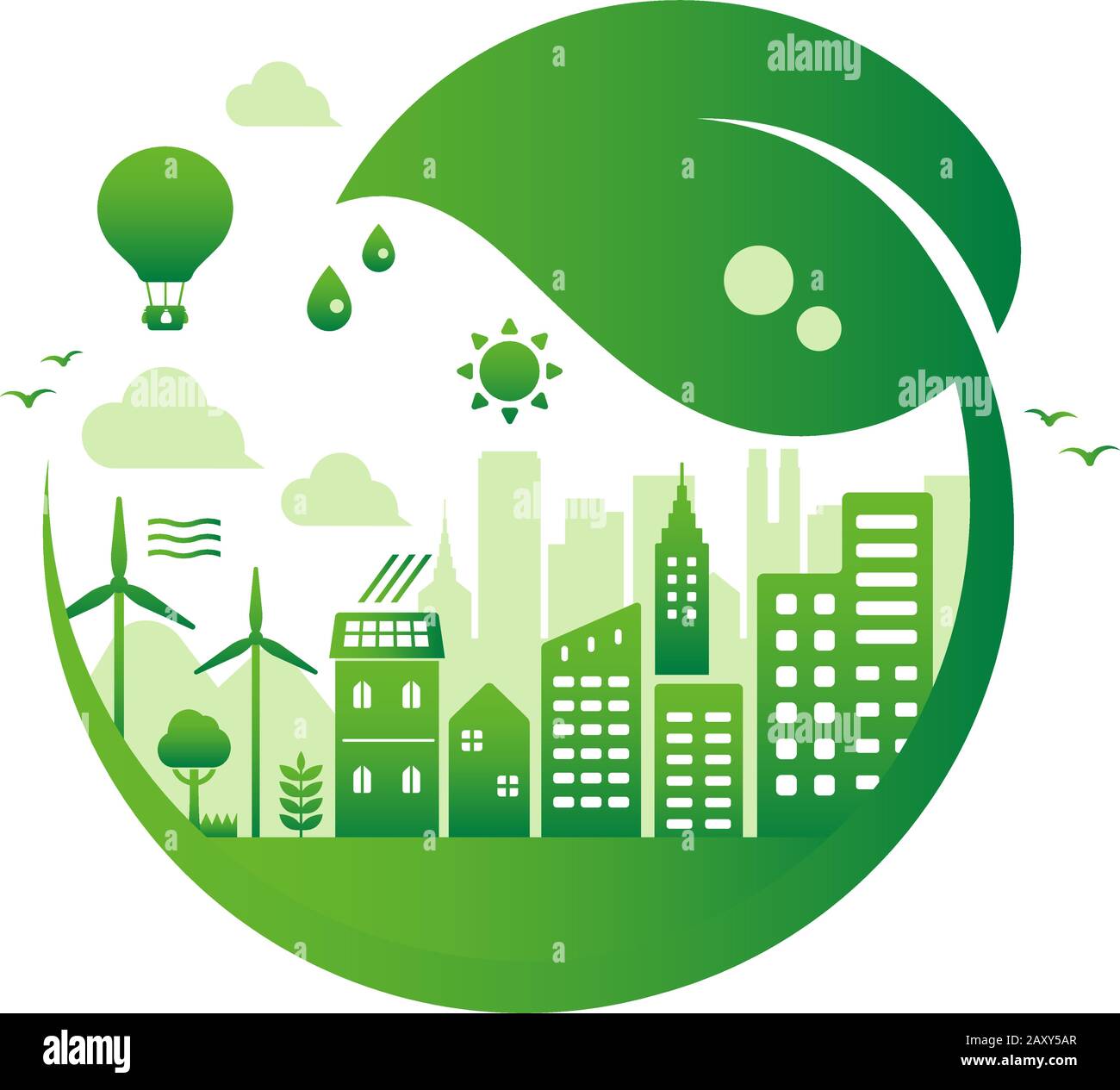 Green eco city vector illustration ( ecology concept , nature ...