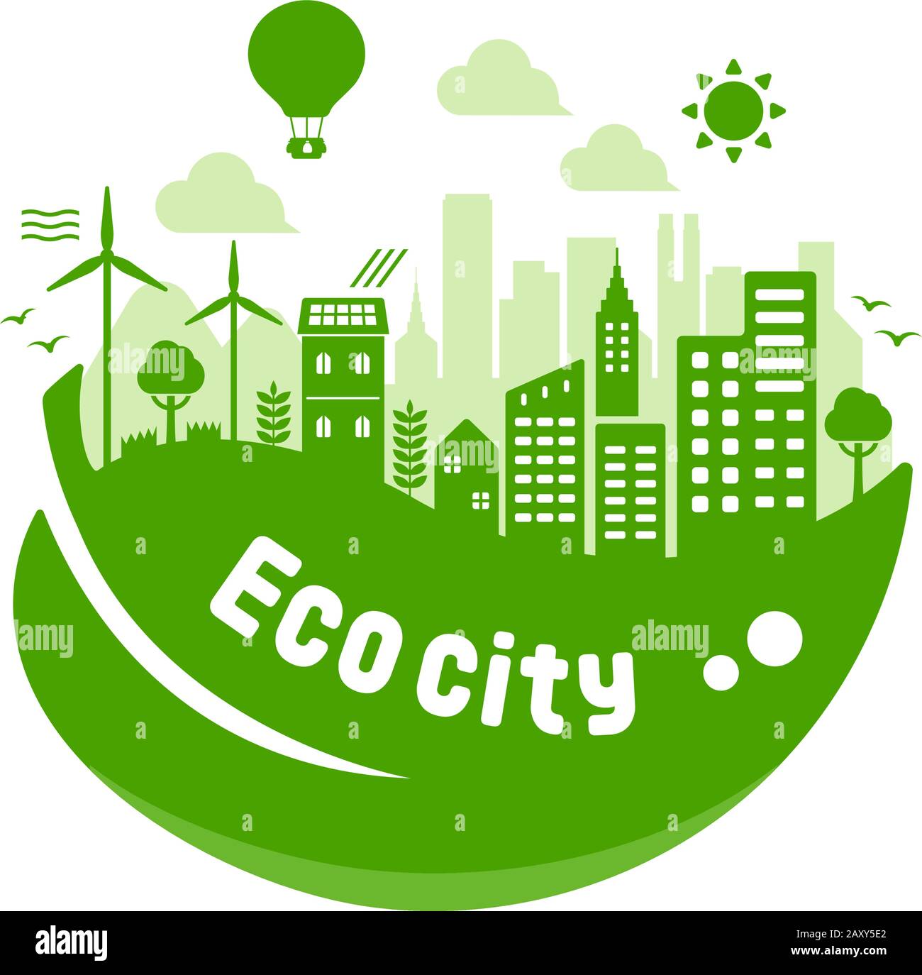 Green eco city vector illustration ( ecology concept , nature ...
