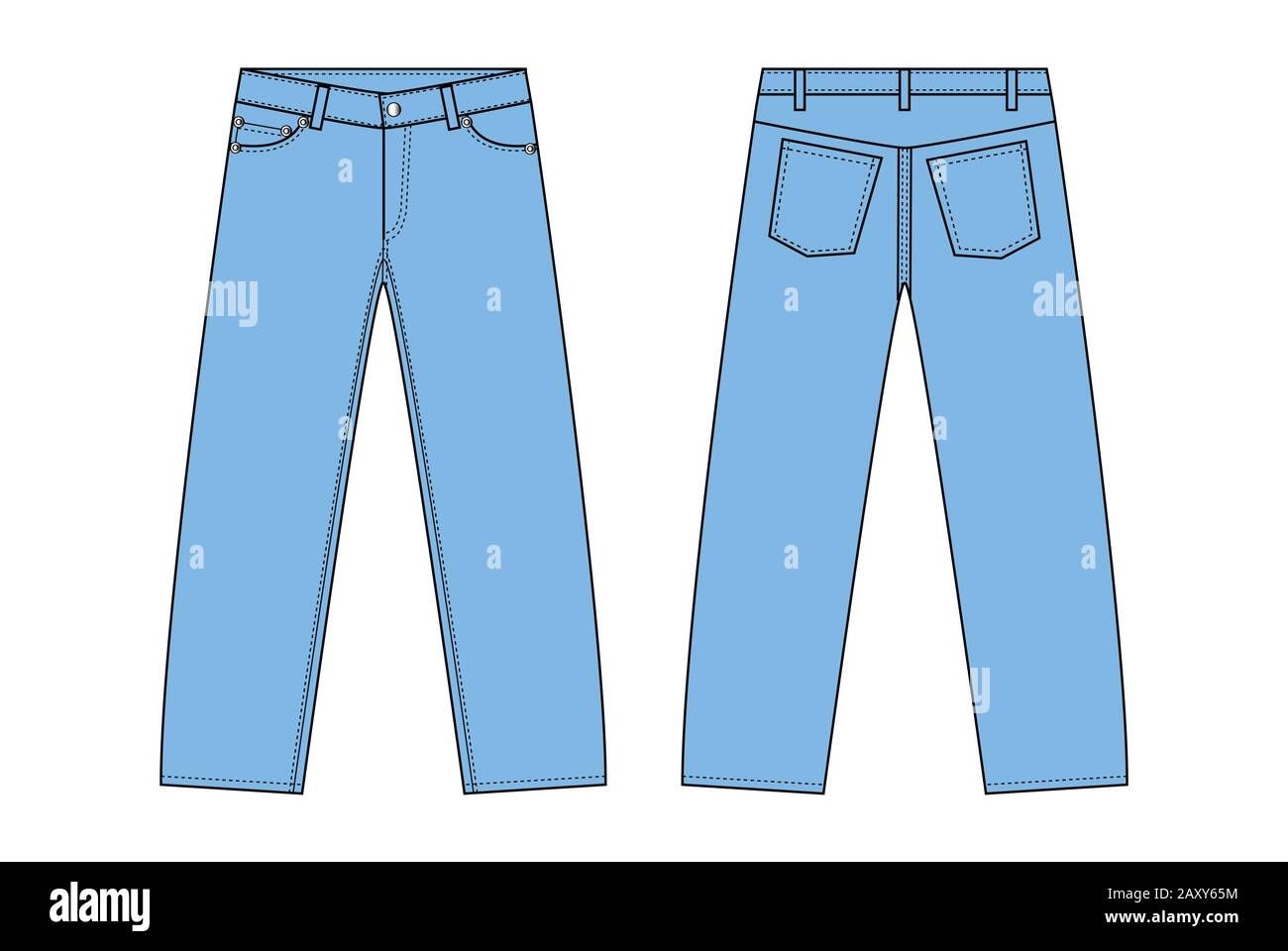 Illustration of straight slim denim pants Stock Vector