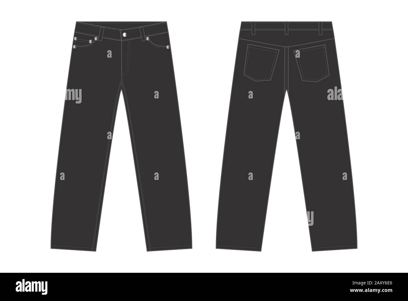 Illustration of straight slim denim pants Stock Vector