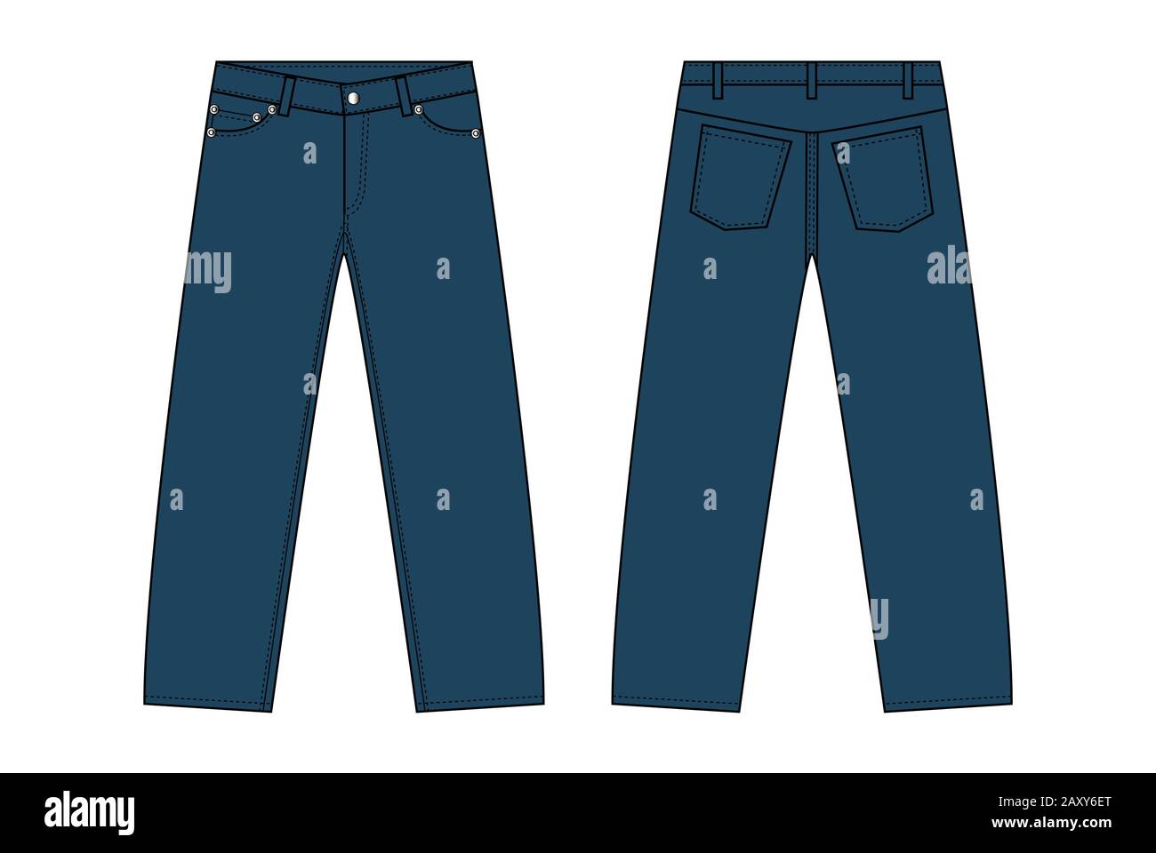 Illustration of straight slim denim pants Stock Vector