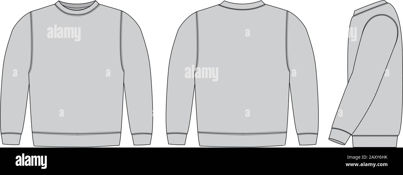 Vector Template Illustration Of Sweat Shirt Front Back Side Stock Vector Image Art Alamy