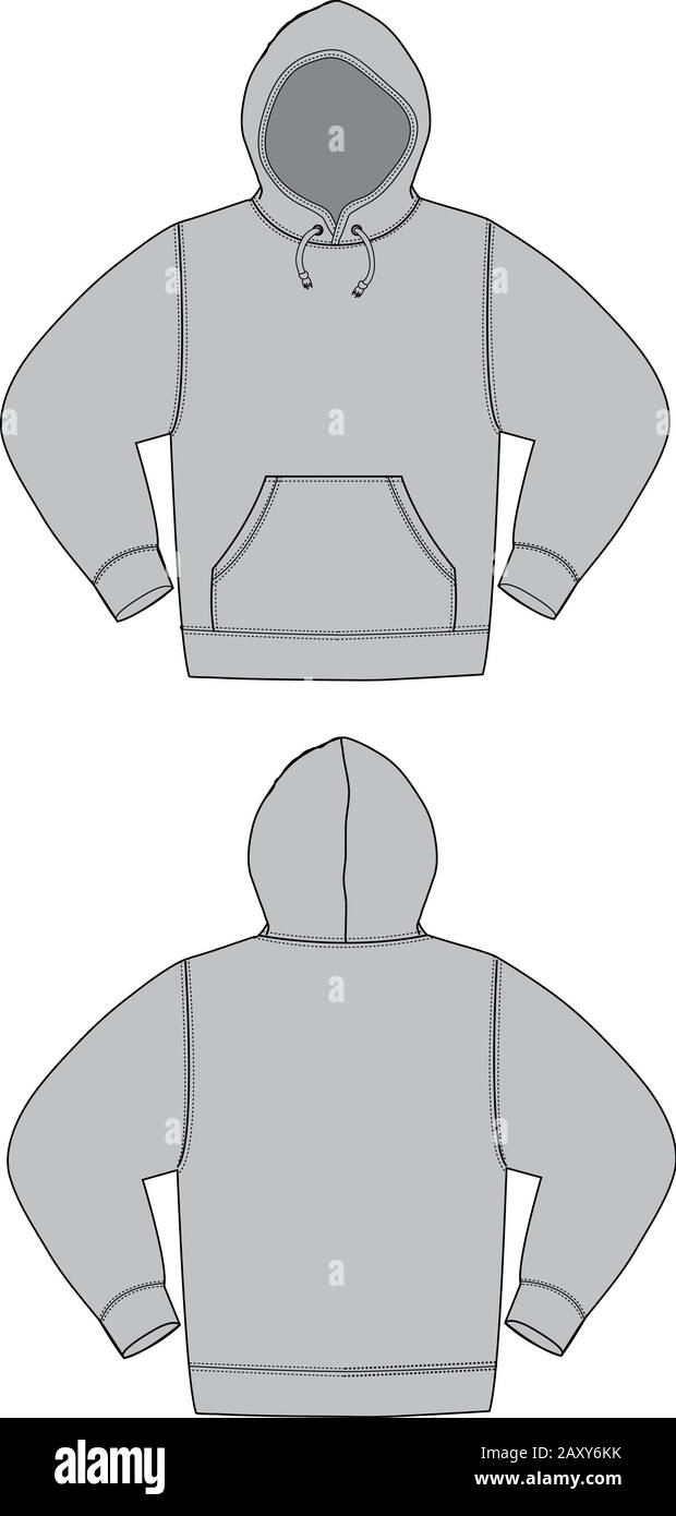 Vector template illustration of hoodie (hooded sweatshirt) Stock Vector