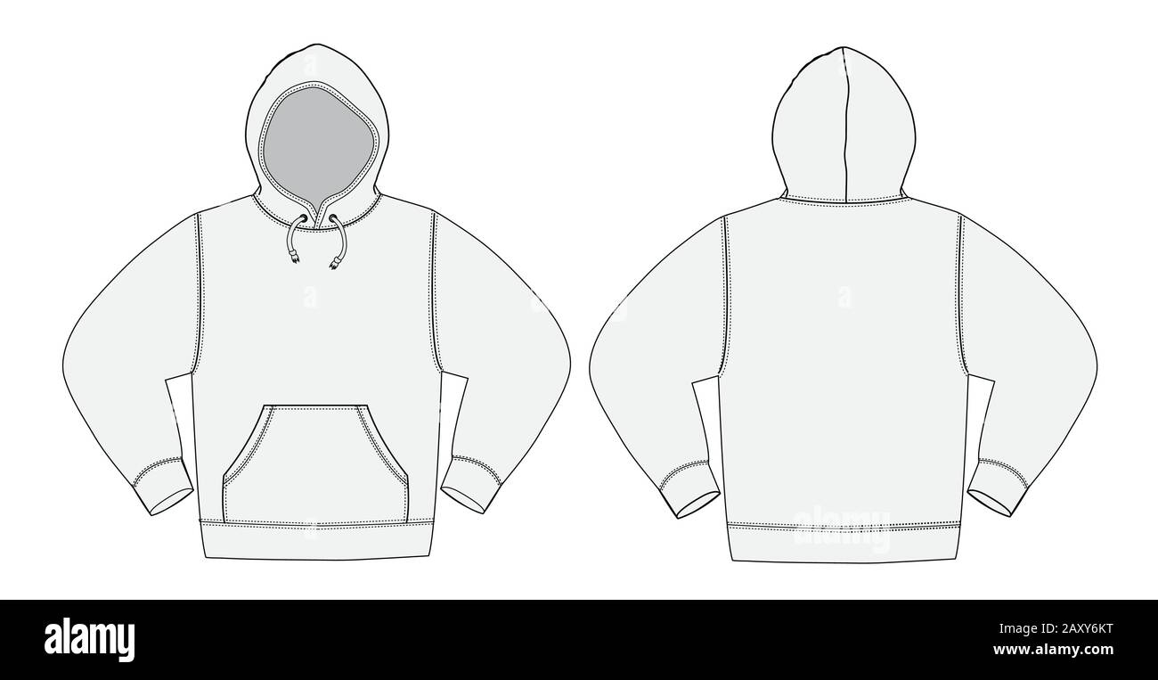 Vector Template Illustration Of Hoodie Hooded Sweatshirt Stock
