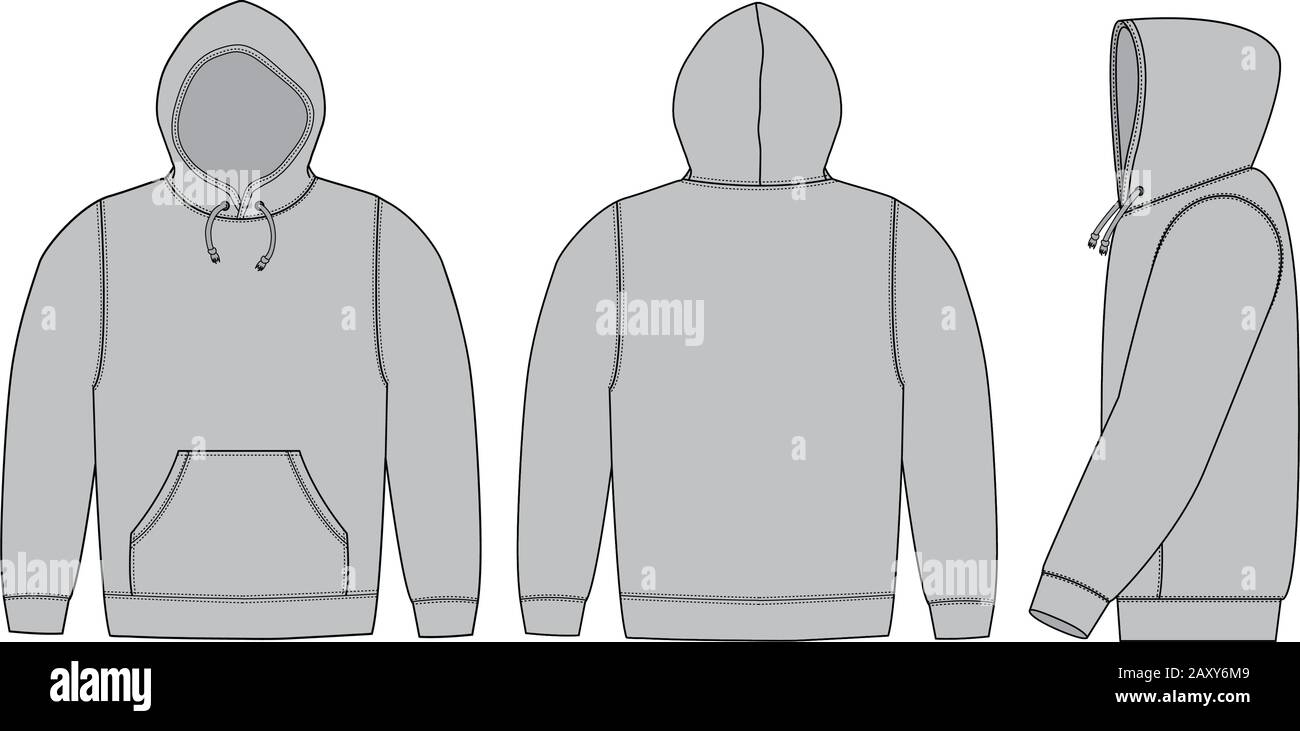 Vector template illustration of hoodie (hooded sweatshirt) Stock Vector