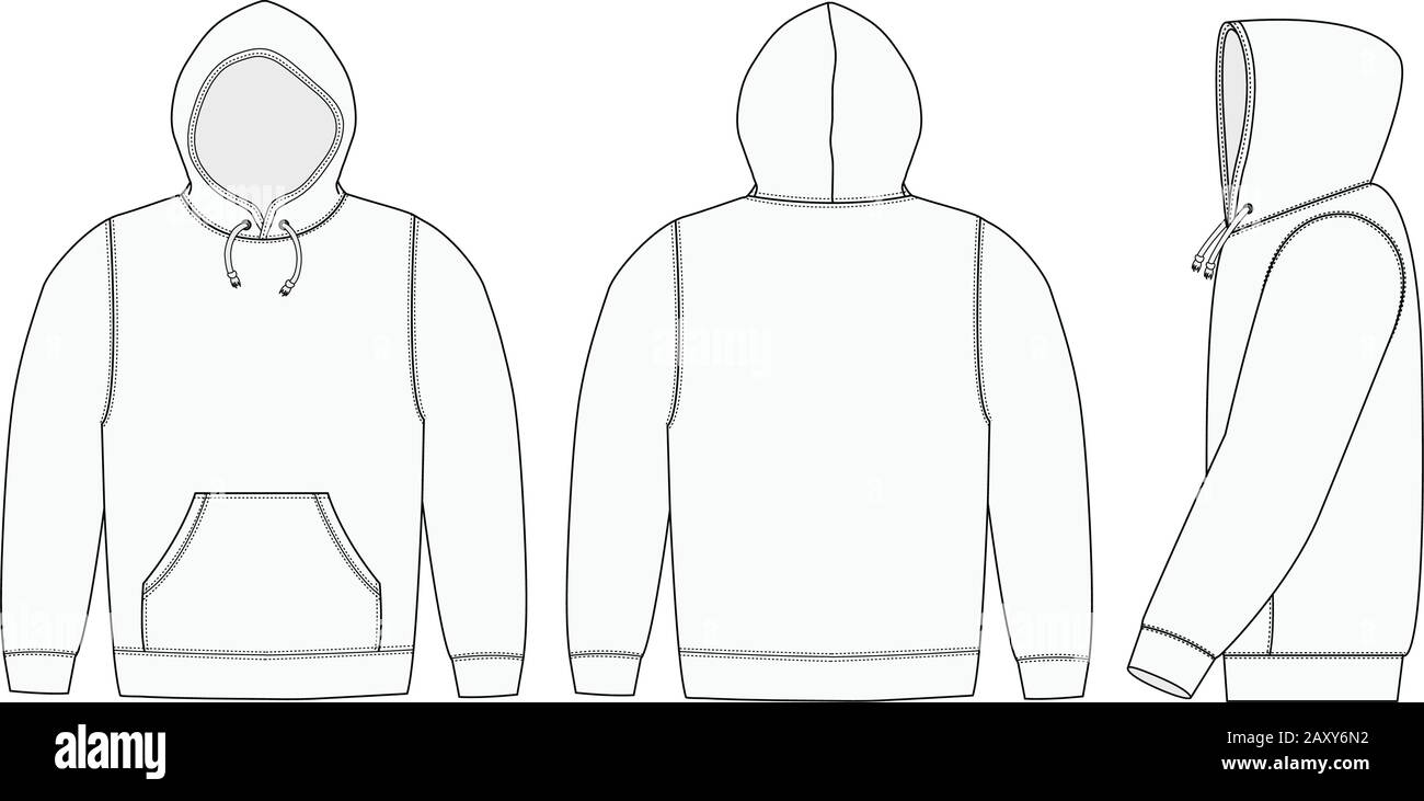 Vector template illustration of hoodie (hooded sweatshirt Stock Vector ...