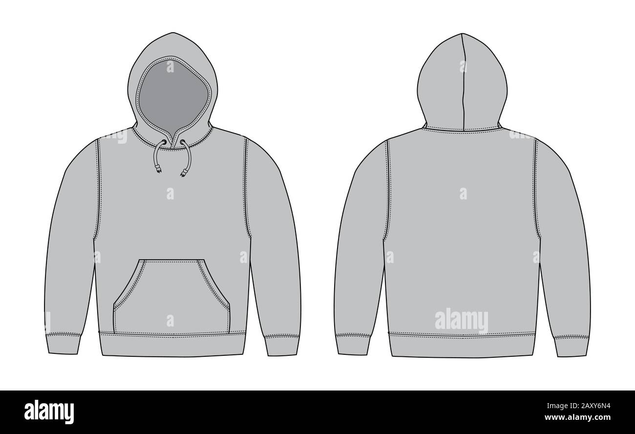 Vector template illustration of hoodie (hooded sweatshirt) Stock Vector